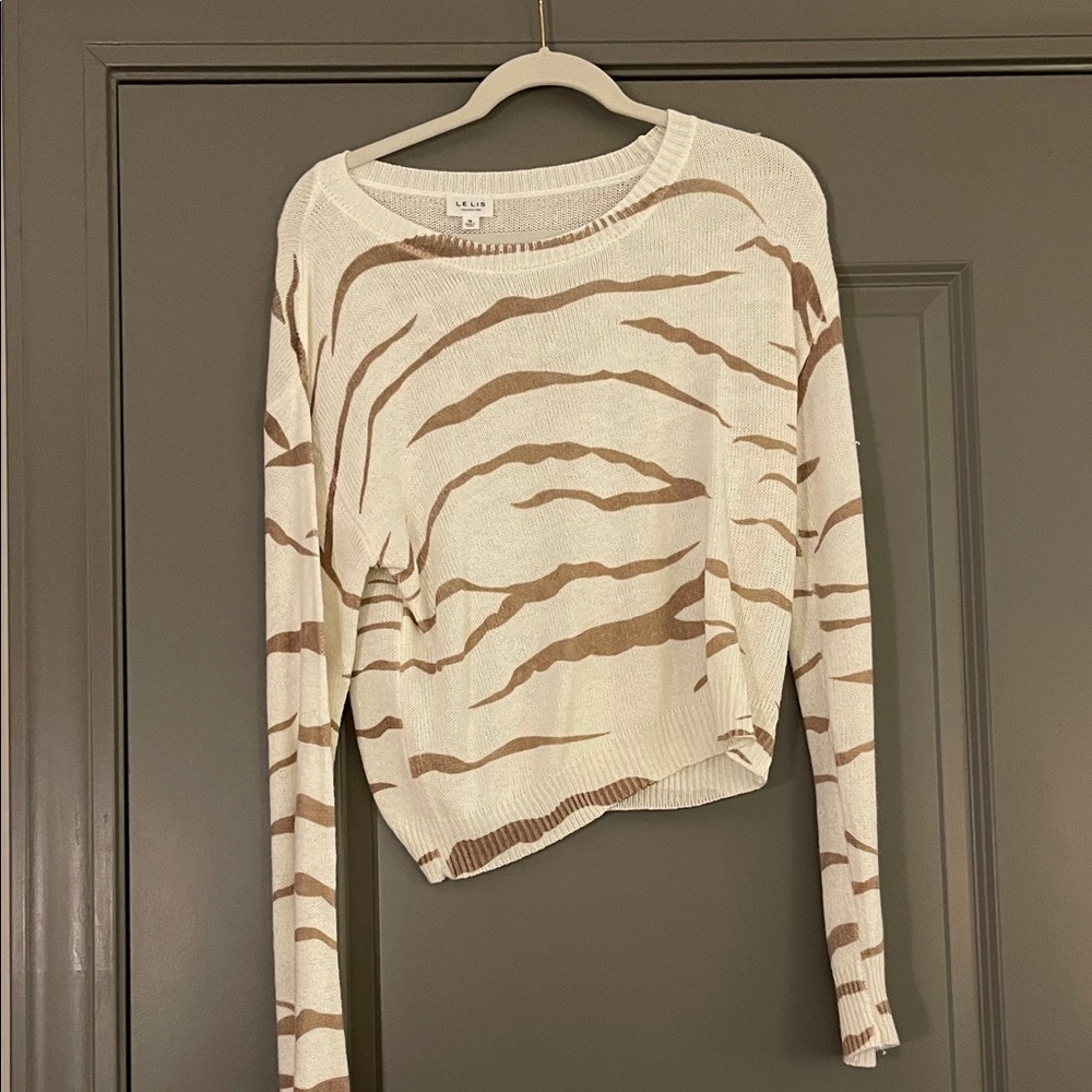 Le Lis Cream and Brown Sweater